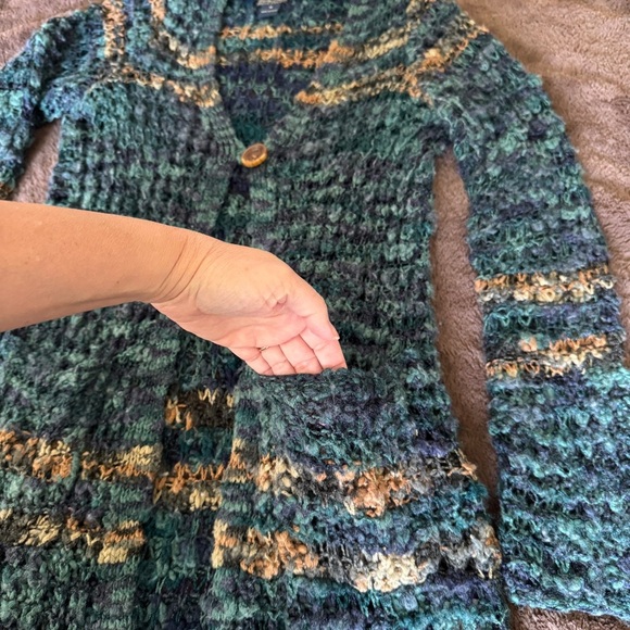 Lucky Brand Sweater Cardigan Women Size Medium Fringe Long Sleeve Boho - Picture 12 of 14